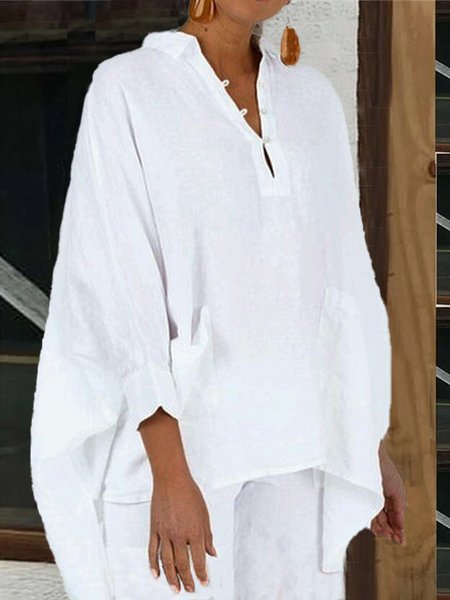 

Plain Casual Cotton Blouse, White, Blouses & Shirts