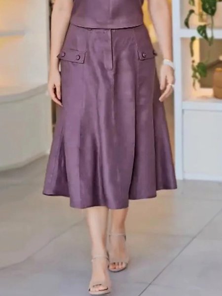 

Elegant High Waist Plain Skirt, As picture, Skirts