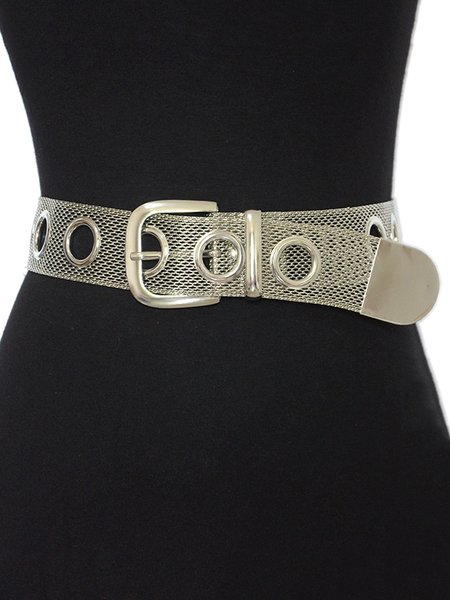 

Fashionable Hollow Out Metal Belt, Silver, Belts