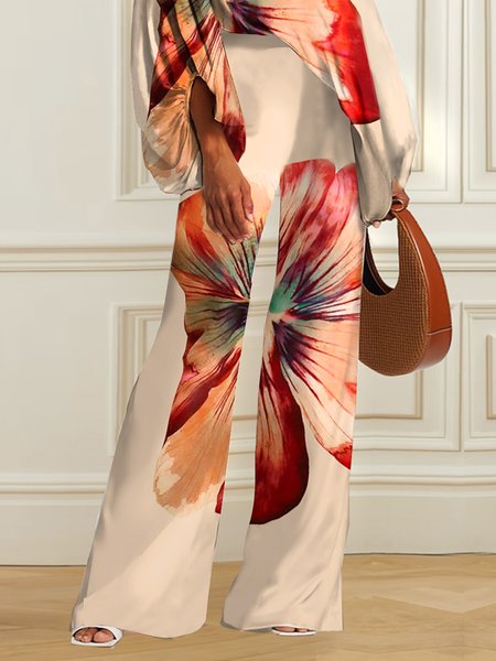 

Printing Regular Fit Casual Pants, As picture, Pants
