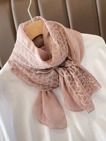 

Casual Floral Embroidery Linen Scarf, Pink, Scarves