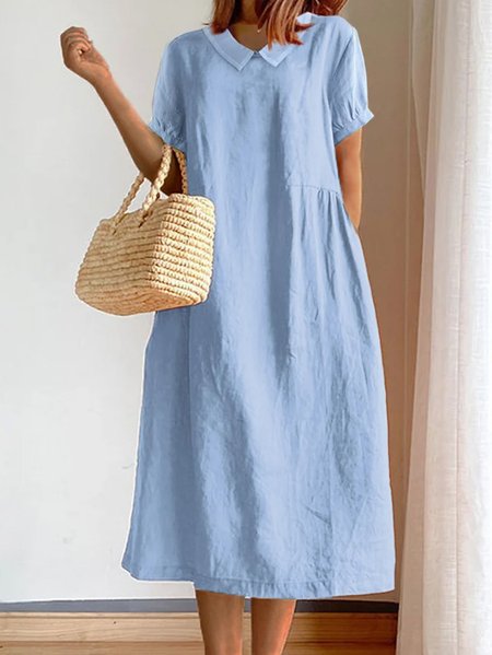 

Asymmetrical Casual Plain Loose Dress With No, Blue, Maxi Dresses