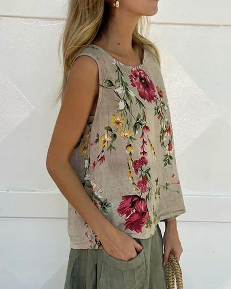 

Women's Sleeveless Tank Top Camisole Summer Floral Crew Neck Daily Going Out Casual Top As Picture, Tanks & Camis