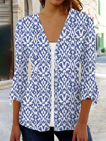 

Women's Abstract Graphic Regular Loose Kimono, Blue, Cardigans