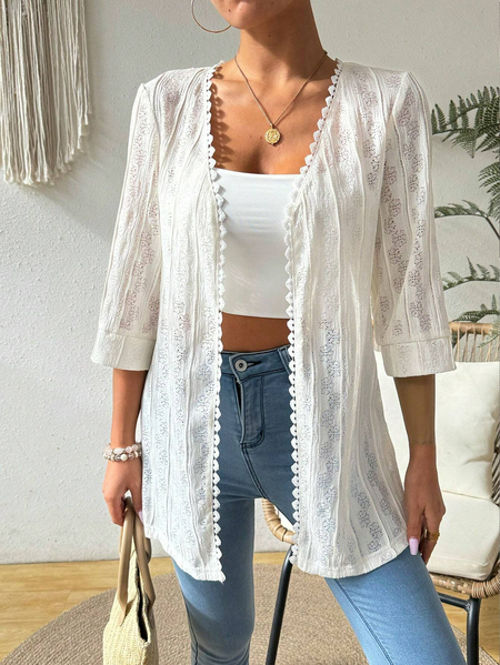 

Women's Plain Lace Resort Shawl Jacket, White, Cardigans