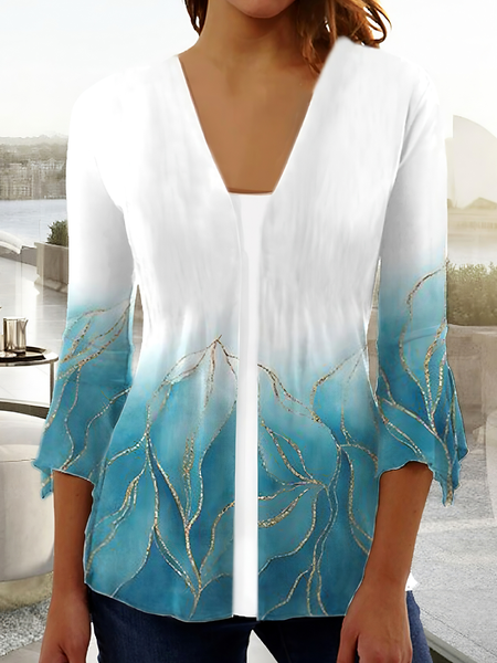 

Women's Ombre Regular Loose Kimono, Aqua blue, Cardigans
