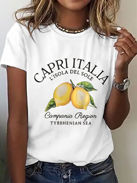 

Lemon Casual Cotton T-Shirt, White, T-shirts