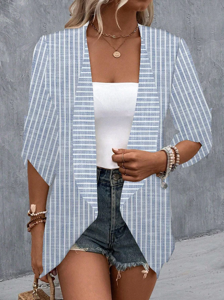 

Women's Striped Regular Loose Kimono, Blue, Cardigans