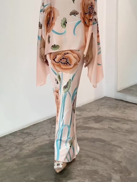 

Regular Fit Floral Elegant Maxi Skirt, As picture, Skirts