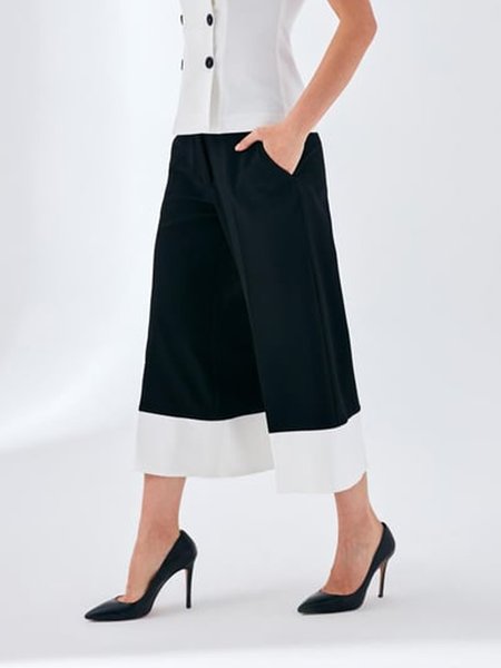 

Urban Color Block Regular Fit Pants, Black-white, Pants