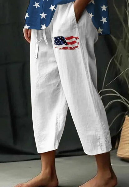 

Independence Day Casual Pants, White, Pants