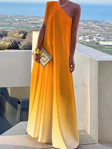 

Ombre Vacation One Shoulder Loose Dress, Orange, Maxi Dresses