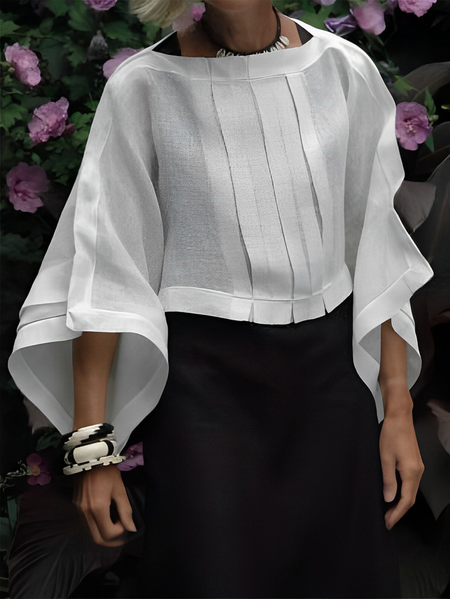 

Plus Size Loose Plain Casual Off The Shoulder Blouse, White, Plus Tops
