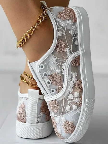 All Season Mesh Canvas Shoes, Pink, Flats