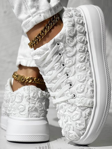 

Casual Pu All Season Plain Skate Shoes, White, Flats