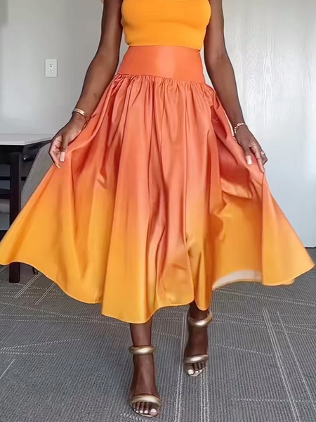 

Ombre Loose Elegant Midi Skirt, As picture, Skirts