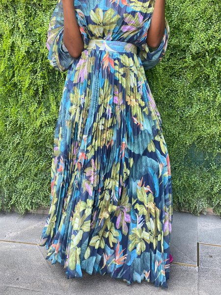Regular Fit Elegant Floral Maxi Skirt, As picture, Skirts