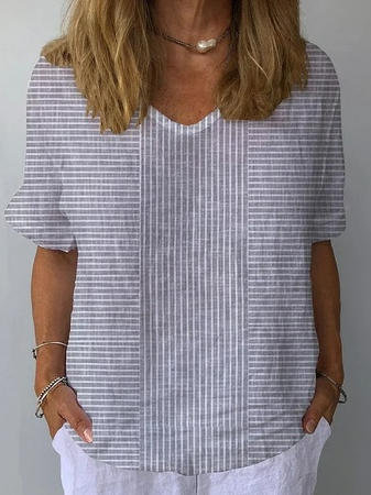 

Vacation Striped Shirt, Gray, Blouses & Shirts