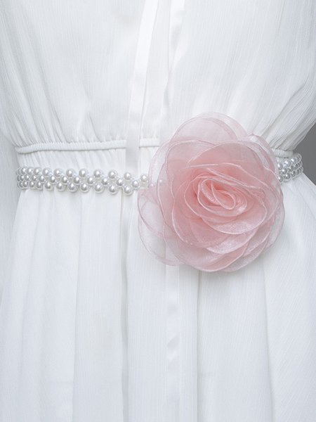 

Elegant Flower Imitation Pearl Beaded Elastic Waist Belt, Pink, Necklaces