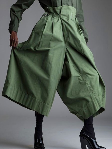 

Plain Urban Loose Fashion Pants, Green, Pants