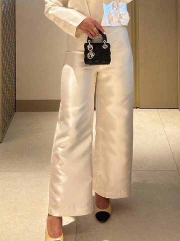 

Loose Urban Plain Pants, White, Pants