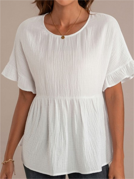

Cotton Casual Loose Plain Shirt, White, Blouses & Shirts