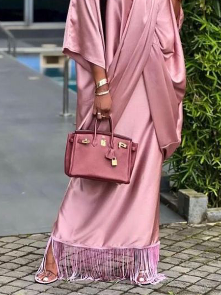 

Plain Elegant Loose Maxi Skirt, Pink, Skirts