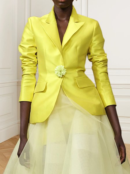 

Lapel Collar Elegant Regular Fit Blazer, Yellow, Blazers