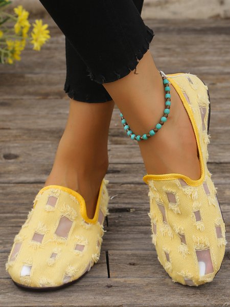 

All Season Plain Canvas Casual Shallow Shoes, Yellow, Shoes