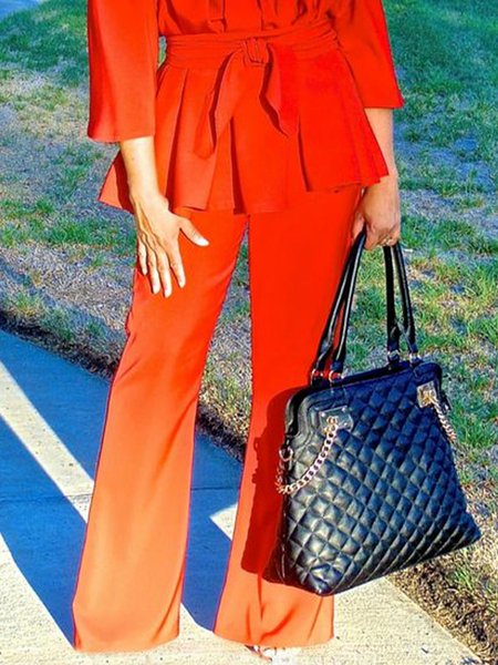 

Regular Fit Urban Plain Long Pants, Orange red, Pants