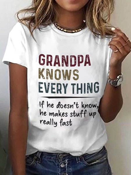 

Casual Text Letters Crew Neck Short Sleeve T-shirt, White, T-shirts