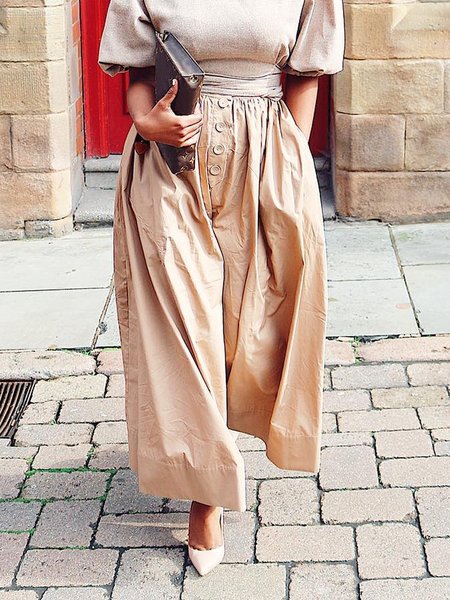 

Plain Urban Loose Fashion Pants, Khaki, Pants