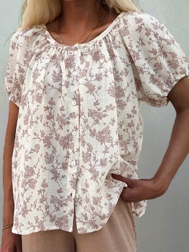 

Loose Vacation Leaf Shirt, As picture, Blouses & Shirts