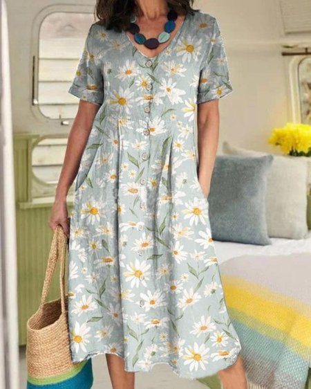 

Floral Casual Dress With No, Green, Midi Dresses