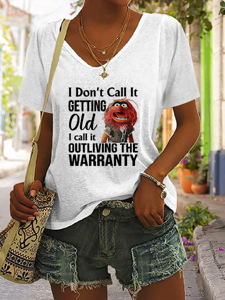 

Casual Text Letters V Neck Short Sleeve T-shirt, White, T-shirts