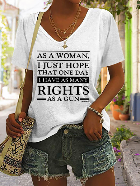 

Casual Text Letters V Neck Short Sleeve T-shirt, White, T-shirts