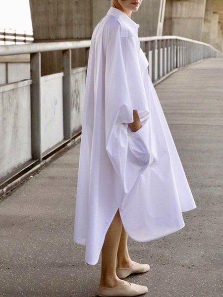 

Urban Loose Pocket Stitching Dress, White, Maxi Dresses