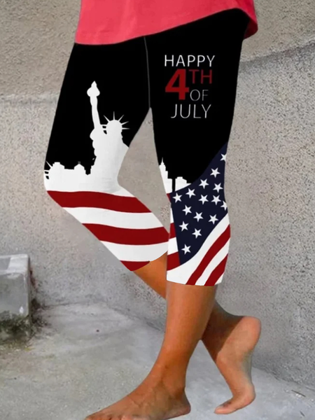 

Independence Day Casual Skinny Cotton Leggings, Black, Leggings