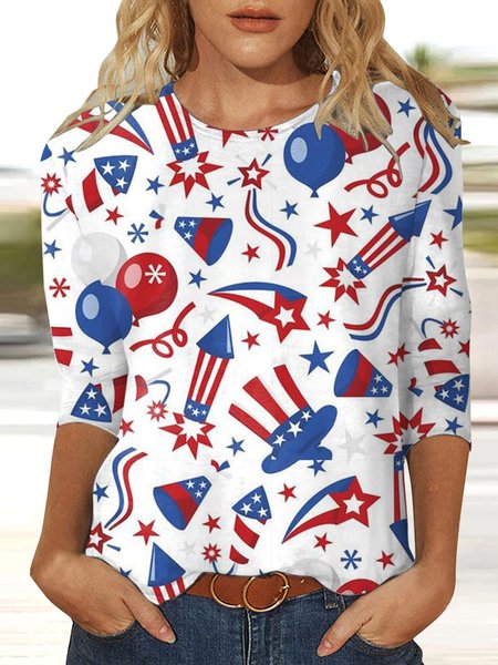 

Casual America Flag T-Shirt, Color5, Long sleeves