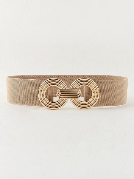 

Symmetrical Hollow-out Buckle Casual Stretch Belt For Dress Decoration, Khaki, Belts