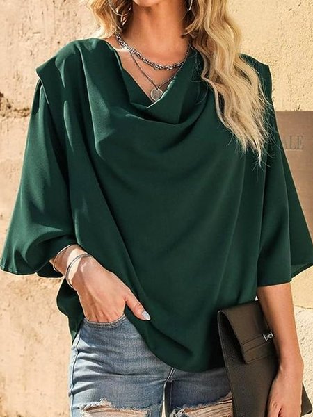 

Urban Plain Cowl Neck Blouse, Dark green, Blouses and Shirts