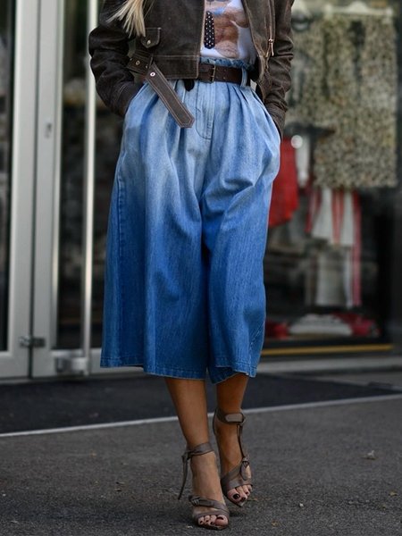 Casual Loose Ombre Denim Jeans, Denim blue, Jeans