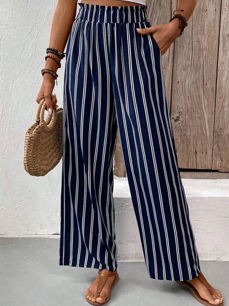 

Casual Striped Long Pant, Purplish blue, Bottoms