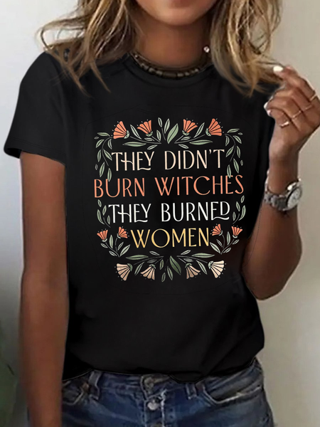 

Casual Text Letters Crew Neck Short Sleeve T-shirt, Black, T-shirts