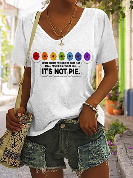 

Casual Text Letters Crew Neck Short Sleeve T-shirt, White, T-shirts