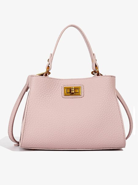 

Minimalist Twist Lock Handbag with Detachable Crossbody Strap, Pink, Bags