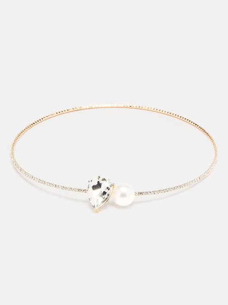 

Elegant Imitation Pearl Rhinestone Choker, Golden, Necklaces