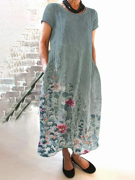 

Vacation Floral Dress With No, As picture, Maxi Dresses