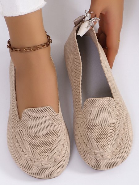 

Mesh Fabric Casual All Season Floral Shallow Shoes, Apricot, Shoes