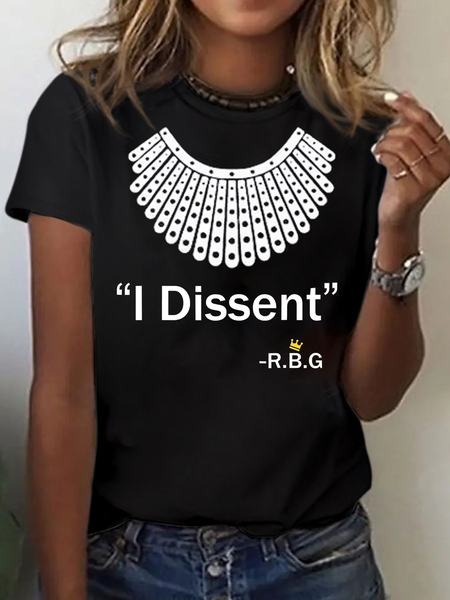 

Casual Text Letters Crew Neck Short Sleeve T-shirt, Black, T-shirts